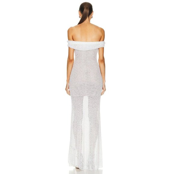 SELF-PORTRAIT Beaded Maxi Dress in White New Wedding Formal Gown Womens - Picture 2 of 16